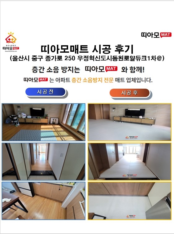 울산시 중구 종가로 250 우정혁신도시동원로얄듀크1차@층간소음매트시공(띠아모매트)